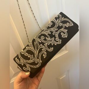 Black embellished evening clutch